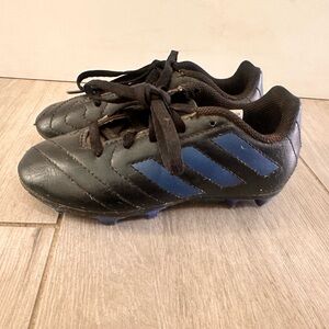 Adidas soccer cleats, kids size 11, black and blue